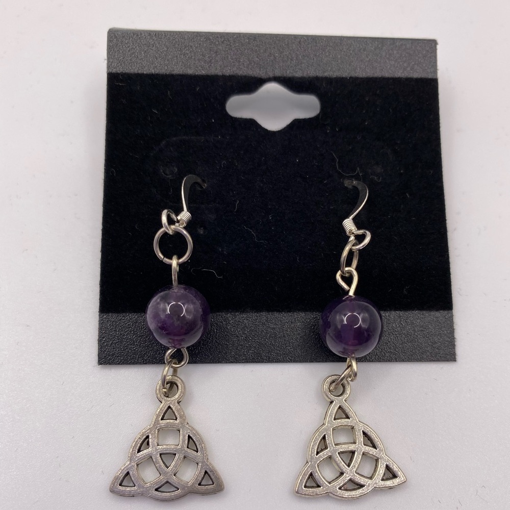 Celtic Knot Earrings with Amethyst - NWT